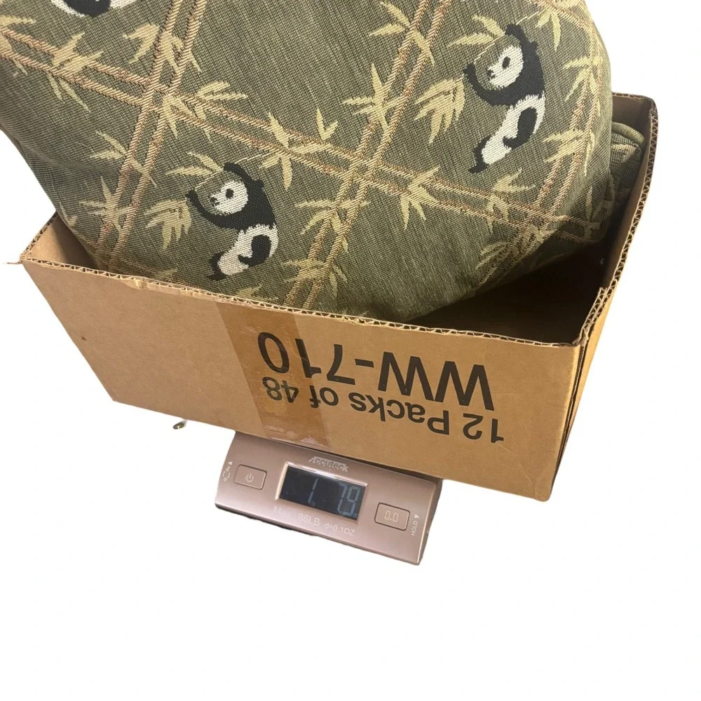 Fashion Olive Green Panda Bamboo Woven Tapestry Square Throw Pillow 15x15